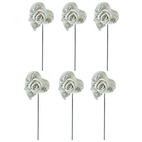Prodotto Tappo tombale Tappo commemorativo a cuore Rosa in pietra fusa 5,5 cm 6 pz