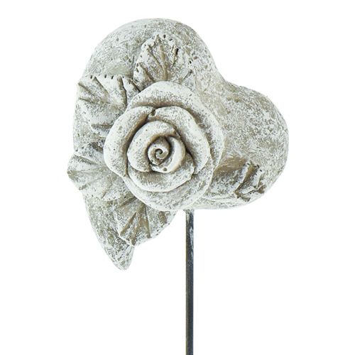 Floristik24 Tappo tombale Tappo commemorativo a cuore Rosa in pietra fusa 5,5 cm 6 pz
