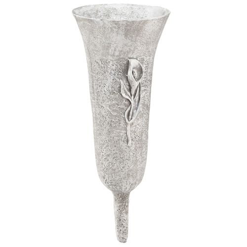 Prodotto Vaso da tomba grigio Vaso con punta Motivo Calla A32,5 cm