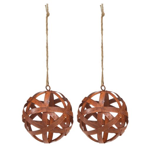 Floristik24 Sfera in metallo arrugginito Ø15cm Palline da giardino per esterno 2pz