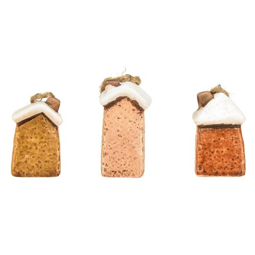 Prodotto Cottage sospesi in ceramica - Varie tonalità di marrone, tetti ricoperti di neve - Affascinante decorazione natalizia - Confezione da 6