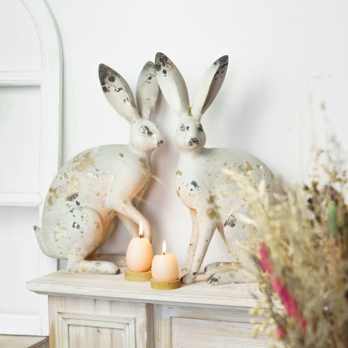Floristik24 Coniglietto seduto Decorazione da tavola vintage oro beige Pasqua H35,5 cm 2 pezzi