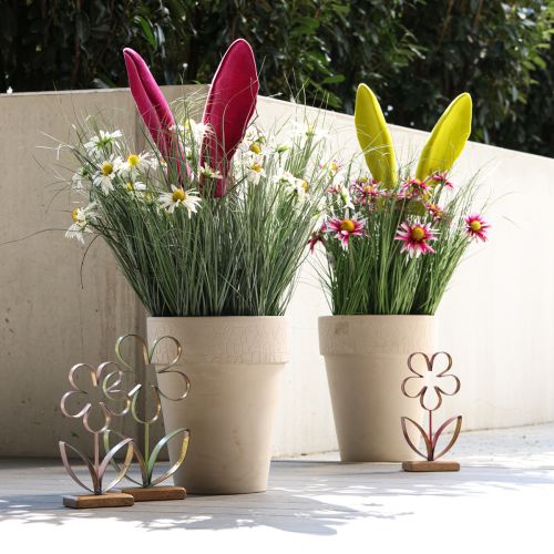 Floristik24 Orecchie decorative coniglietto rosa per bastoncino floccato pasquale H56cm