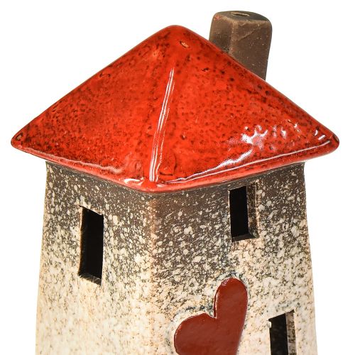 Floristik24 Casette in ceramica amorevoli - design a cuore, rosso e naturale, 17,5 cm - decorazione romantica per la casa, 2 pezzi
