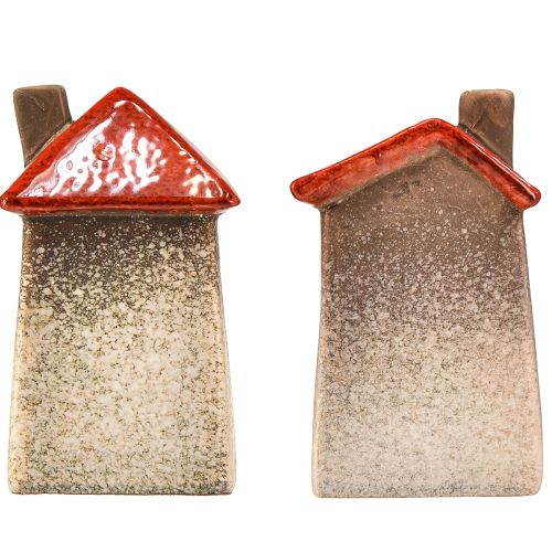 Prodotto Casette in ceramica amorevoli - design a cuore, rosso e naturale, 17,5 cm - decorazione romantica per la casa, 2 pezzi