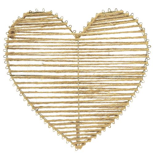 Prodotto Cuore di iuta naturale per fiori secchi 35 cm 4 pezzi