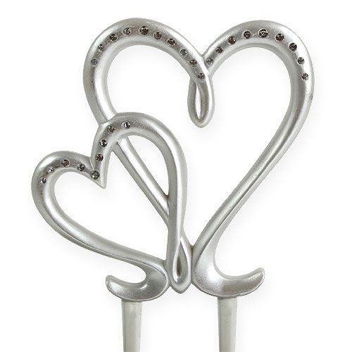 Floristik24 Cuore decorativo da collegare in argento 17 cm
