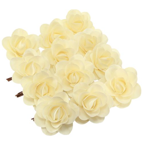 Prodotto Rose decorative in legno rose artificiali color crema rose in legno Ø10cm 12 pz