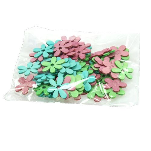 Floristik24 Decorazione sparsa fiori in legno, colorati asst. Ø4cm 72 pezzi