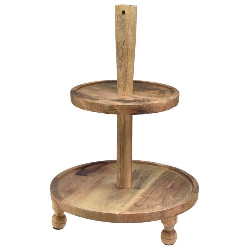 Alzata per torta a 2 livelli in legno di mango Ø35 cm/Ø24 cm H51,5 cm