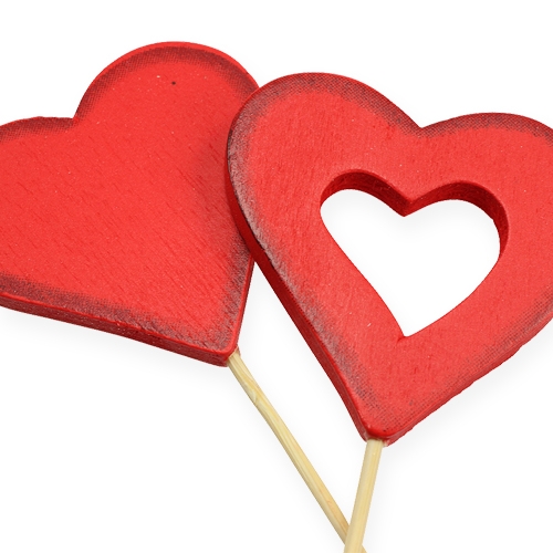 Floristik24 Cuore in legno 5cm rosso 24 pezzi