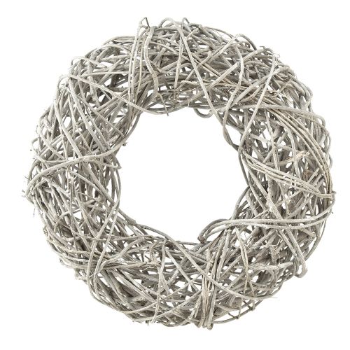 Prodotto Corona decorativa in legno corona rattan bianco naturale Ø30cm H9,5cm