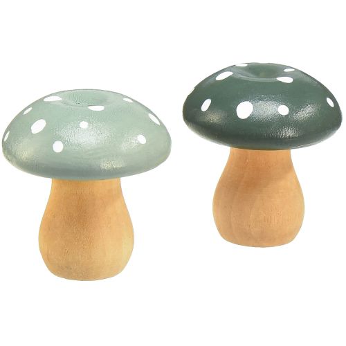 Prodotto Funghi in legno funghi decorativi agarichi volanti in legno verde menta 5 cm 8 pz