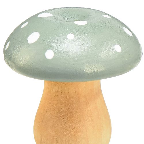 Prodotto Funghi in legno funghi decorativi agarichi volanti in legno verde menta 5 cm 8 pz