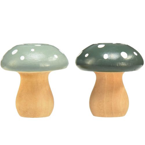Prodotto Funghi in legno funghi decorativi agarichi volanti in legno verde menta 5 cm 8 pz