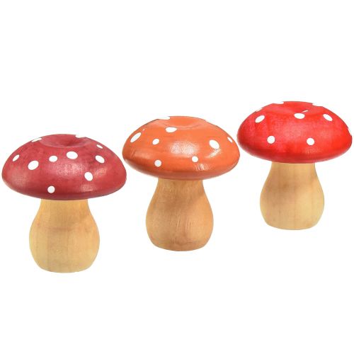 Funghi in legno Funghi decorativi Agarichi volanti in legno Rosso arancione 5 cm 9 pz
