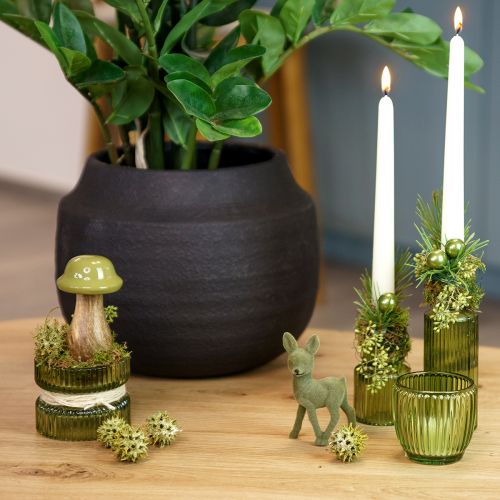Prodotto Funghi in legno funghi decorativi legno grigio verde Ø6cm H10cm 2 pezzi