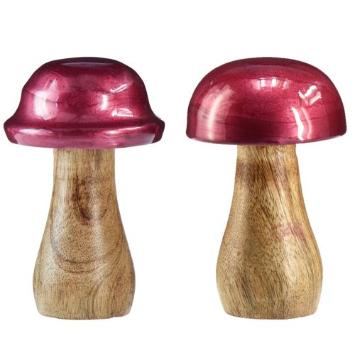 Prodotto Funghi in legno funghi decorativi legno rosso lucido Ø6cm H10cm 2 pezzi