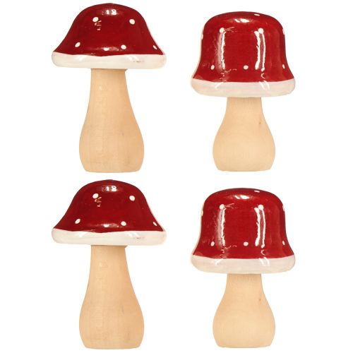 Prodotto Funghi di legno, funghi velenosi, decorazione, legno, FSC, rosso-marrone, H6,5/7 cm, 4 pezzi