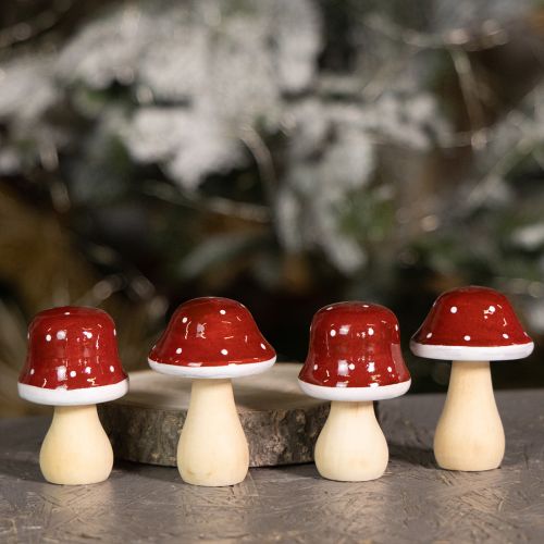 Prodotto Funghi di legno, funghi velenosi, decorazione, legno, FSC, rosso-marrone, H6,5/7 cm, 4 pezzi