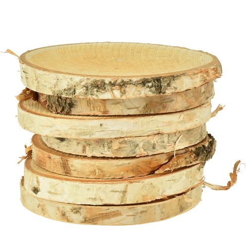 Prodotto Dischi di legno con corteccia Disco di betulla naturale Ø9-10cm 7 pz