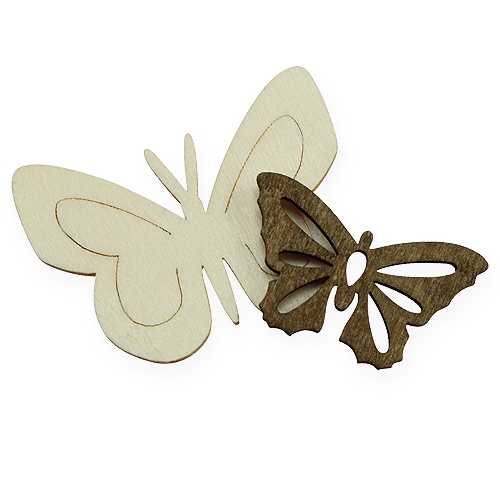 Floristik24 Farfalle in legno naturali 4 cm 72 pz