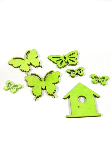 Floristik24 Assortimento di farfalle in legno assortito 60 pezzi verde