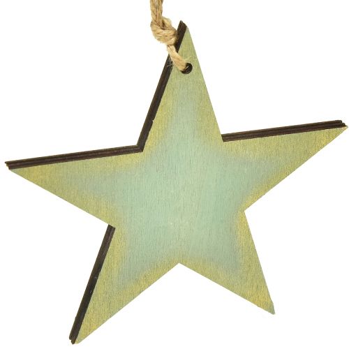 Prodotto Stelle in legno per appendere la decorazione della finestra oro menta 12/20/26 cm set da 3