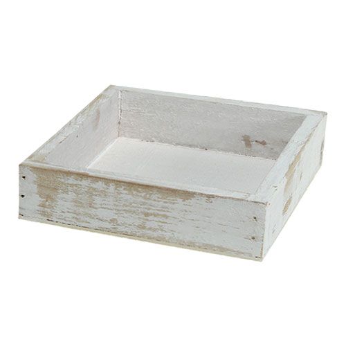 Floristik24 Mini vassoio in legno bianco 12 cm x 12 cm x 3 cm