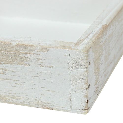 Floristik24 Mini vassoio in legno bianco 12 cm x 12 cm x 3 cm