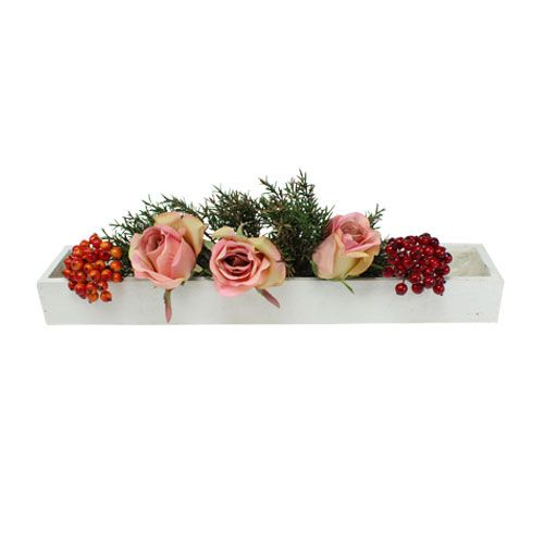 Floristik24 Scatola di legno con pellicola bianca 50 cm x 9 cm x 6 cm