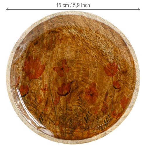 Prodotto Piatto in legno Fiori Farfalla Naturale Rosa Ø15cm 3pz