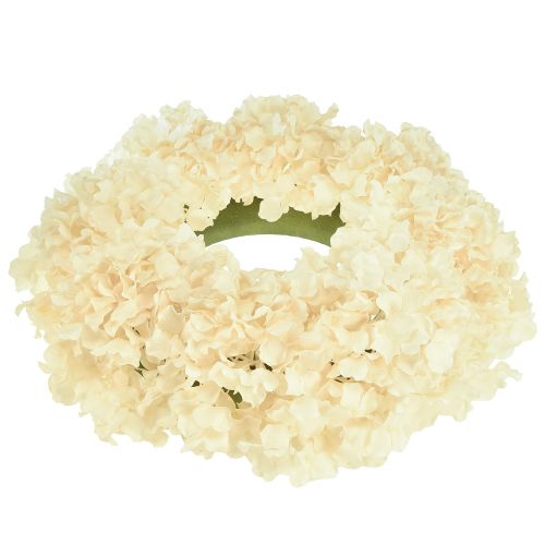 Prodotto Corona di ortensie ortensie artificiali color crema Ø40cm