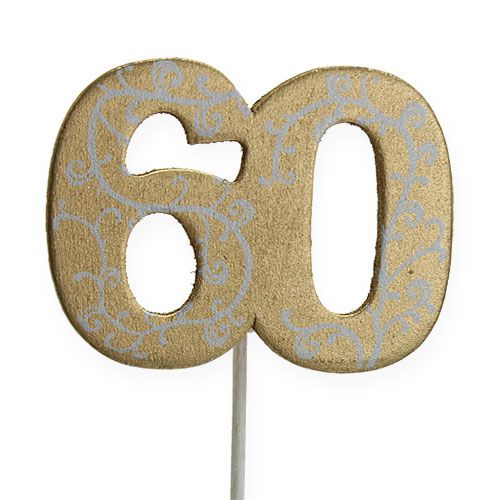 Floristik24 Numero "60" da incollare in legno oro 36 pezzi