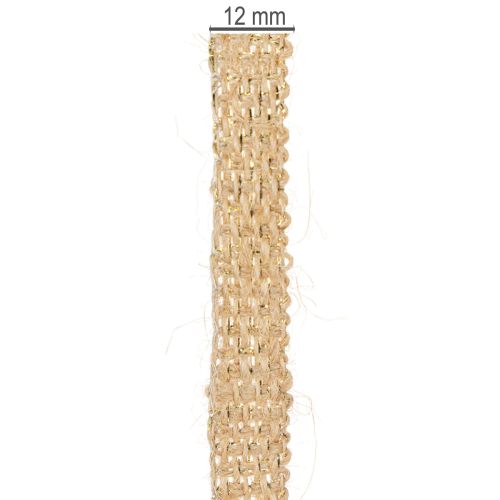 Prodotto Nastro di juta, nastro decorativo rustico, juta naturale, oro, 12 mm, 10 m