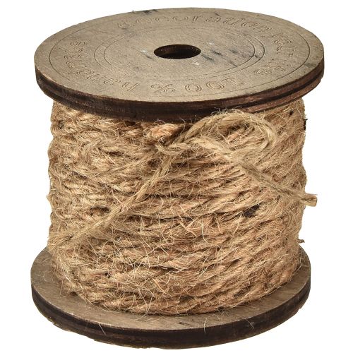 Prodotto Cordone decorativo in corda di iuta, bobina di legno rustica da Ø5 mm con 7 m ciascuno, 2 pezzi