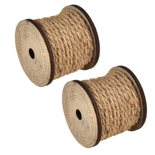Prodotto Cordone decorativo in corda di iuta, bobina di legno rustica da Ø5 mm con 7 m ciascuno, 2 pezzi