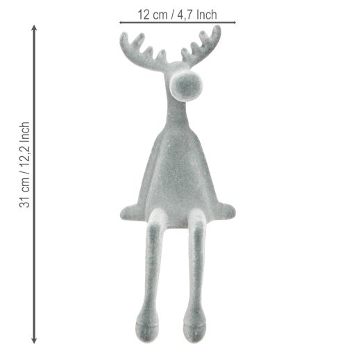 Prodotto Alce decorativo bordo seduta H31cm grigio 3 pezzi