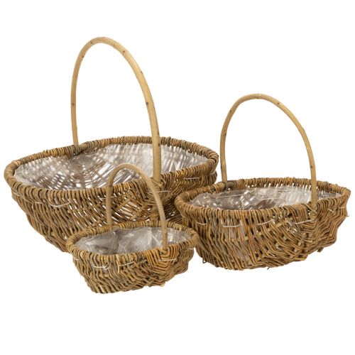 Cesto per patate 43/33/23 cm con rivestimento in alluminio, colore naturale, set da 3. | Floristik24.it