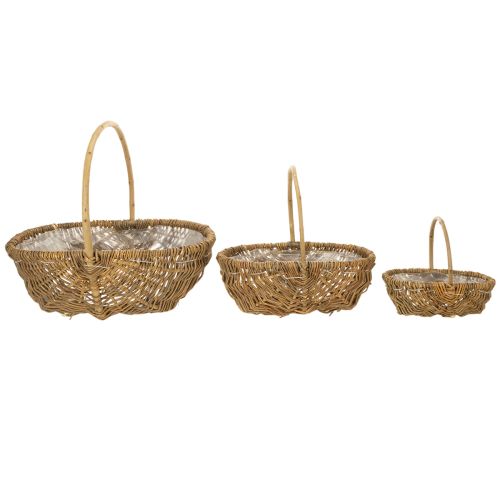 Cesto per patate 43/33/23 cm con rivestimento in alluminio, colore naturale, set da 3. | Floristik24.it