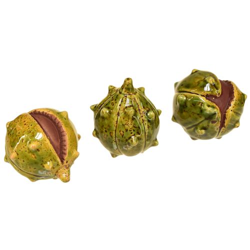 Floristik24 Castagne decorative in verde-giallo – 6 cm – decorazione ideale per l&#39;autunno e le vacanze – 6 pz