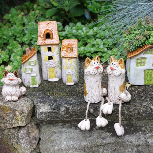 Prodotto Casa rustica in ceramica con LED luminoso, ideale come decorazione da tavola suggestiva, 15 cm, 2 pezzi