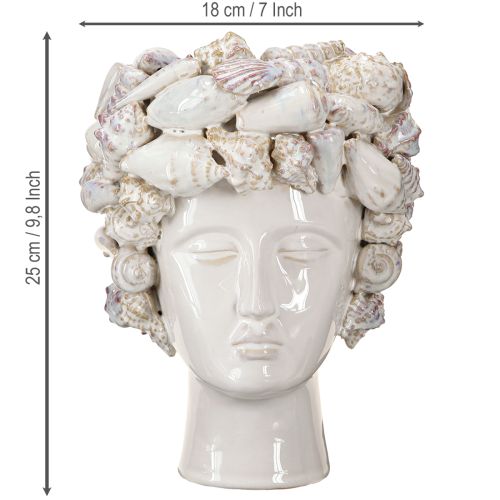 Prodotto Vaso in ceramica con conchiglie – Busto decorativo mediterraneo per piante e fiori 25 cm