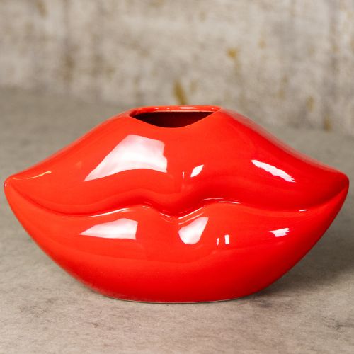 Prodotto Vaso decorativo in ceramica a forma di bocca di bacio rosso 17×8,5×9cm