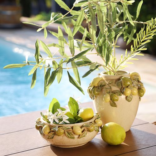 Prodotto Vaso in ceramica decorazione limone verde mediterraneo giallo H19cm
