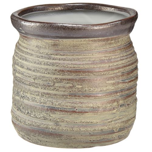 Prodotto Vaso decorativo in ceramica vaso decorativo grigio marrone metallizzato 14×14 cm
