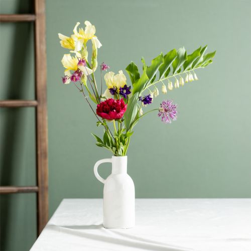 Floristik24 Vaso in ceramica bianco per decorazione a secco vaso con manico Ø9cm H21cm