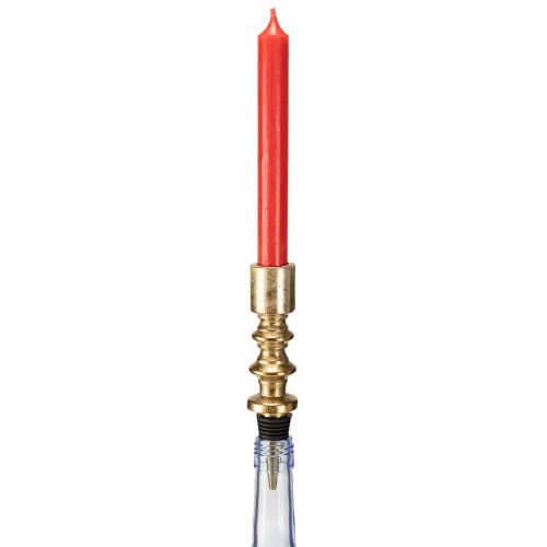 Prodotto Portacandele per bottiglie in metallo anticato oro chiaro H15cm