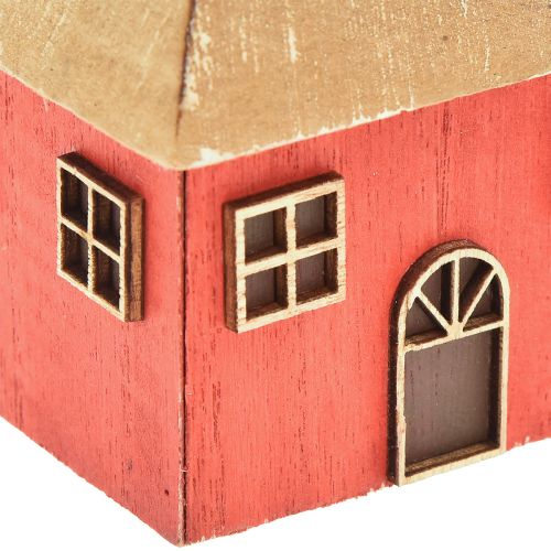 Prodotto Portacandele Casa di Natale in legno rosso 9×9×11 cm 2 pz