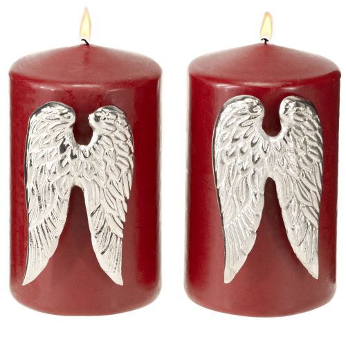 Prodotto Spilli per candele ali d&#39;angelo di Natale argento 4×7cm 4 pezzi